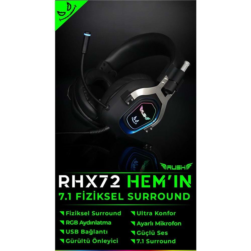 RHX72 RUSH Hemin 7.1 Surround RGB Oyuncu Kulaklık
