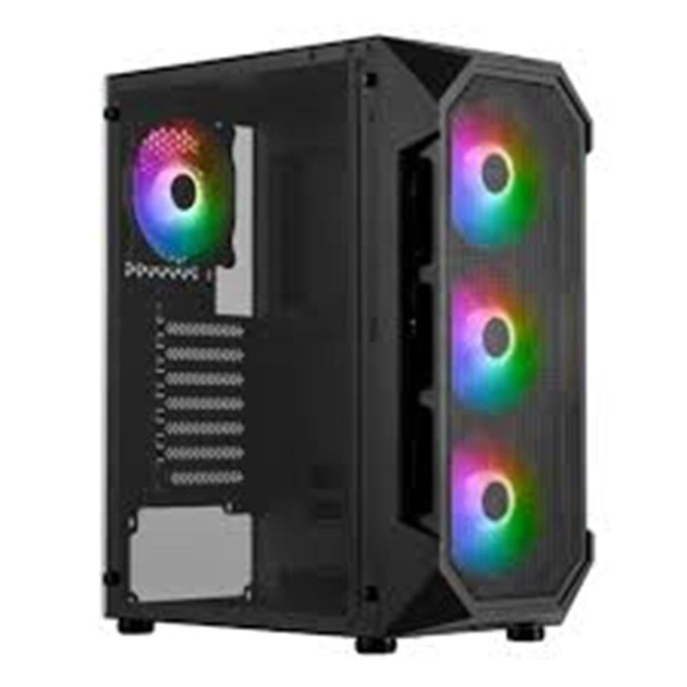 GAMDIAS AURA GC1, 600W, Tempered Glass, Mesh, ARGB, Micro ATX GAMING KASA