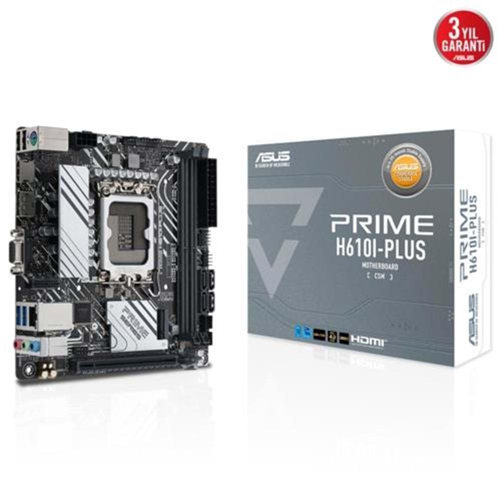 Asus PRIME H610I-PLUS-CSM DDR5 Intel 1700p 3200 DP HDMI VGA M2 USB3.2 mini ITX