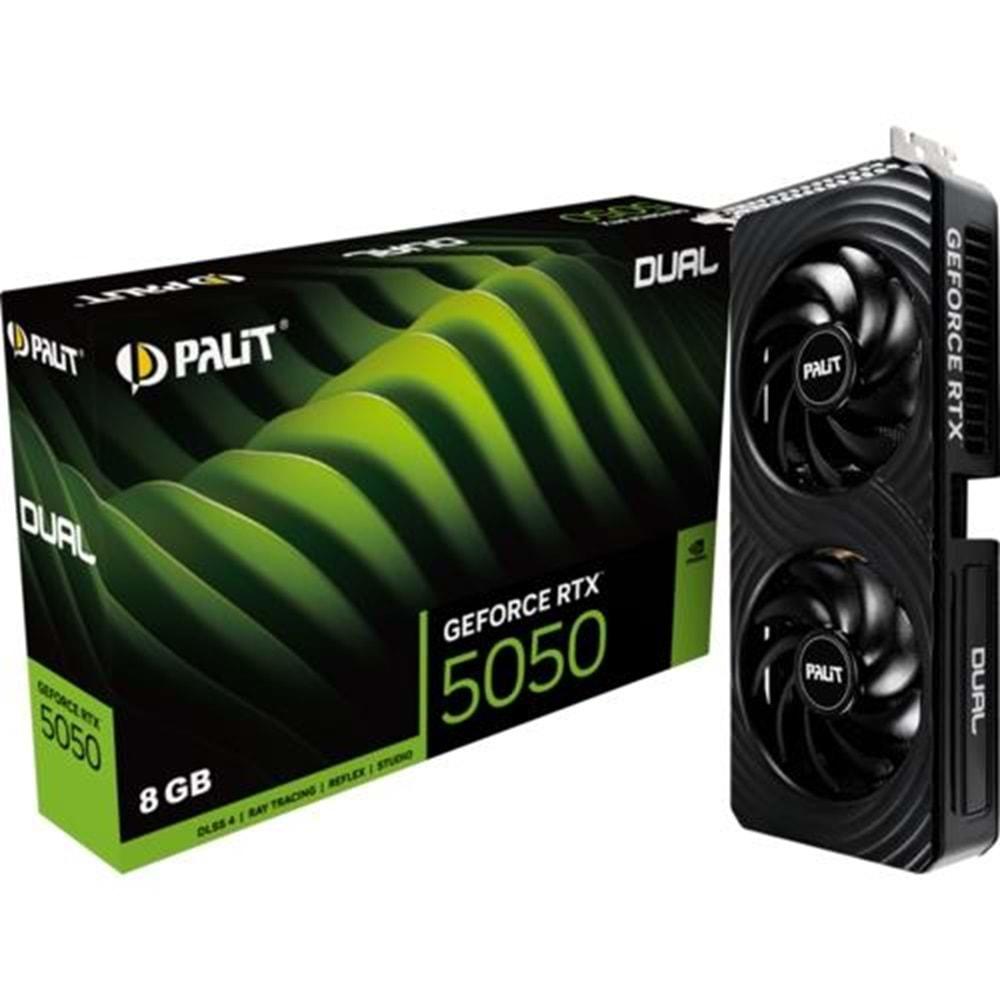 Palit RTX5050 DUAL 8GB 128Bit GDDR63x DP 2.1b, 1x HDMI 2.1b, 550W Minimum PSU