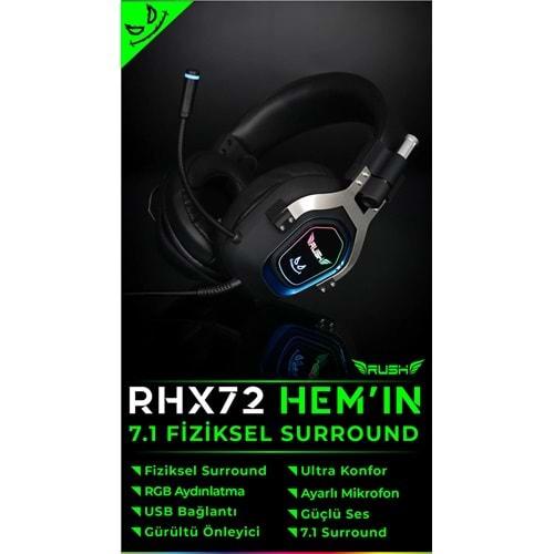 RHX72 RUSH Hemin 7.1 Surround RGB Oyuncu Kulaklık